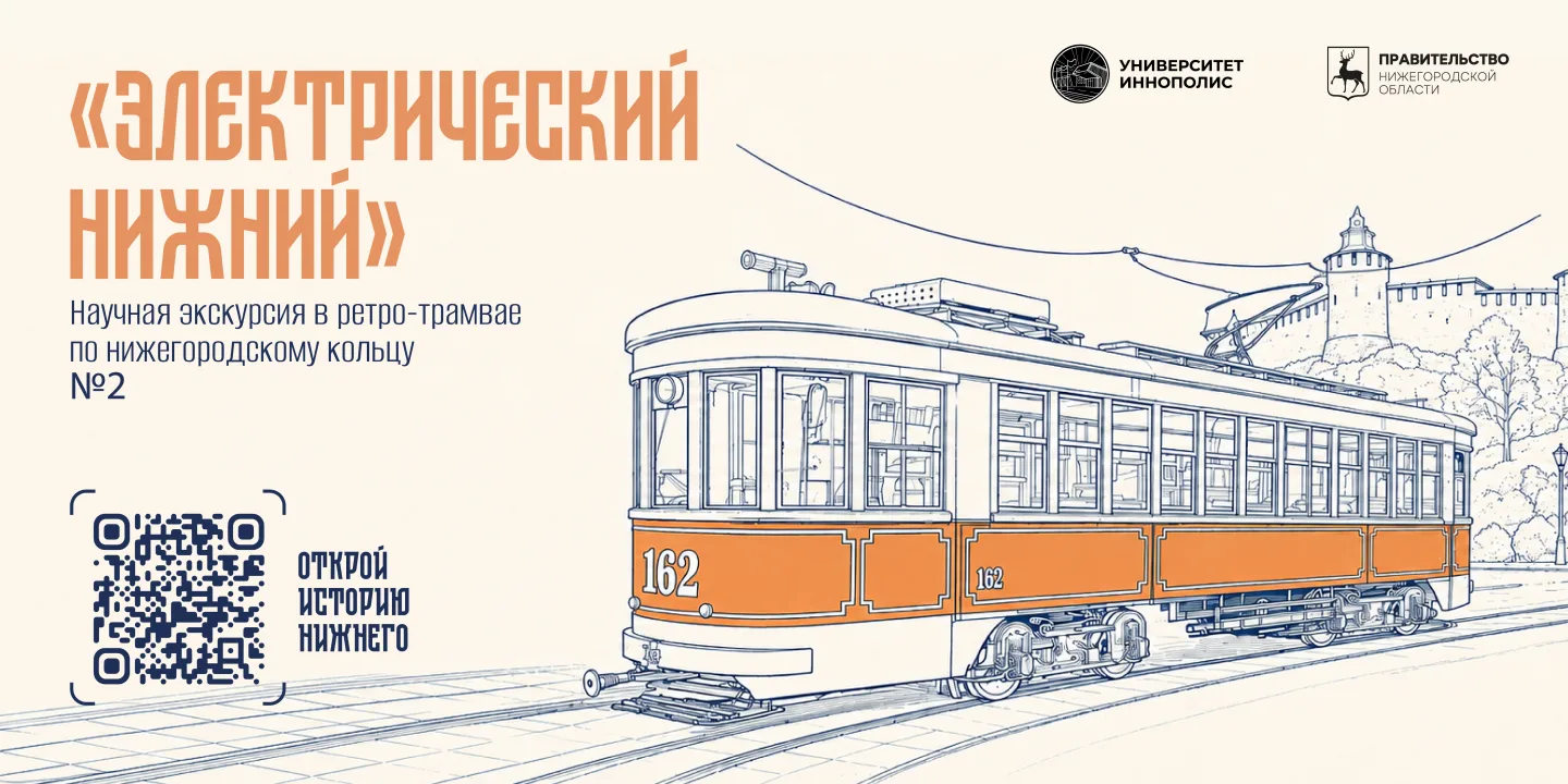 Афиша «Электрический Нижний»: ретро-трамвай №162 на фоне Нижегородского кремля